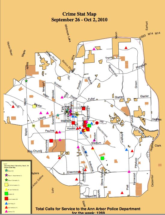 Ann Arbor crime statistics for the week of September 26Oct. 2