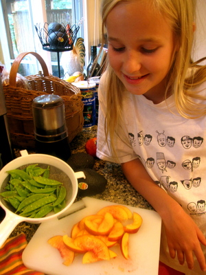 lampman, marina making sugar snap nectarine salad