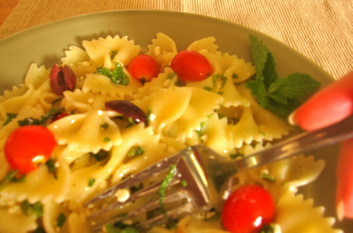lampman, greek pasta salad with feta and mint