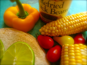 lampman, ingredients for black bean quesidillas with fresh corn salsa