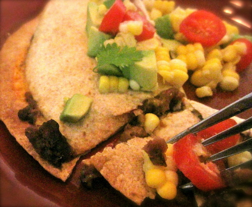 lampman, black bean quesidillas with fresh corn salsa