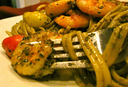 lampman, pasta pesto w/shrimp
