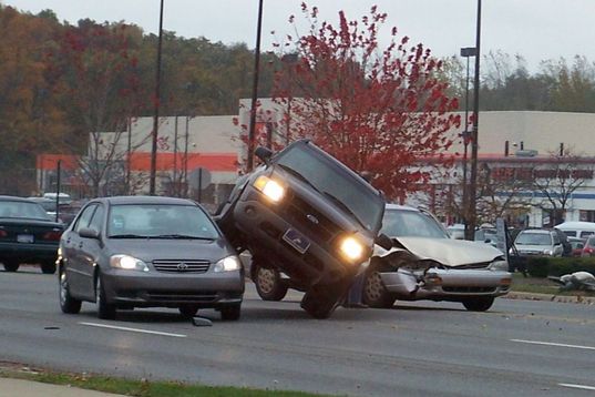 A car crash on Carpenter Road Saturday damaged several vehicles