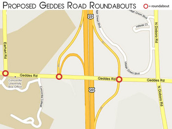  Road - two at the US-23 interchange and one at Earhart Road near the