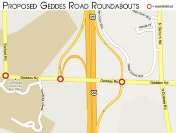Road - two at the US-23 interchange and one at Earhart Road near the