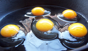 Borden - broken eggs in skillet