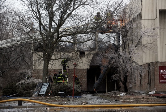 office building on fire. Ypsilanti office building