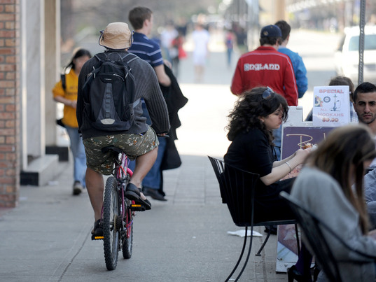 biking on sidewalk