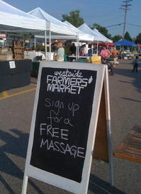 Borden - massage sign at the market