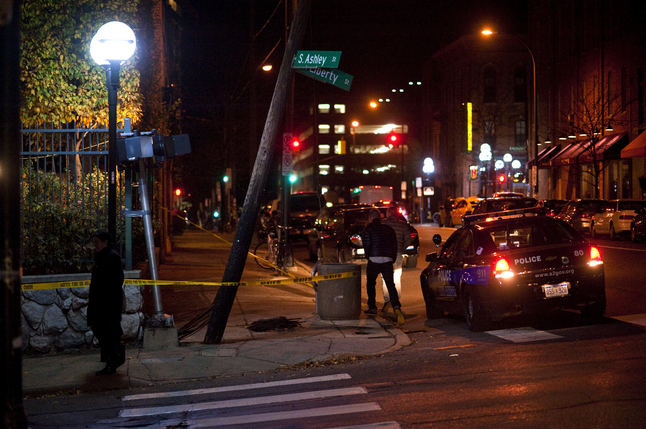 Crash In Front Of Downtown Home And Garden Caused No Damage To