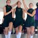 From left:  Irish Dance Company of Lansing dancers Madison Sarafin, age 15, Mary Kate Martell, age 15, and Sarah Roberts, age 13, compete in an Irish dance competition during the Saline Celtic Festival. Angela J. Cesere | AnnArbor.com 