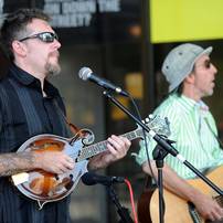 Jason Dennie, left, on mandolin, playing with musician Dave Boutette. Angela J. Cesere | AnnArbor.com 