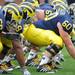 Michigan sophomore offensive lineman Jack Miller gets ready to snap the ball. Angela J. Cesere | AnnArbor.com
