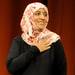 Yemeni Nobel Prize Winner Tawakkul Karman reacts to a standing ovation given by the crowd after her speech. Angela J. Cesere | AnnArbor.com