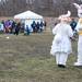 Fifteen-month-old Stella Vanslambrouck walks over to say hello to the Easter bunny during the Jaycees Easter Egg Scramble at Frog Island Park in Ypsilanti on Saturday, March 23. Courtney Sacco I AnnArbor.com 