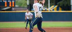 Wolverines sophomore Sara Driesenga pitches the ball during the first inning of their game against Valparaiso Friday May 17.Courtney Sacco I AnnArbor.com   