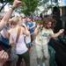 Daniel Zott of Dale Earnhardt Jr. Jr.  dances with fans during the band's performance at Sonic Lunch, Thursday, June, 27.  
Courtney Sacco I AnnArbor.com 