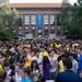 Students gathered at the Diag for a pep rally Friday, Sept. 6, the night before the Michigan Wolverines take on Notre Dame at Michigan Stadium, 
Courtney Sacco I AnnArbor.com  