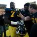 Michigan defensive tackle William Campbell celebrates following the conclusion of the game against Northwestern on Saturday. Daniel Brenner I AnnArbor.com