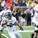 Northwestern quarterback Kain Colter tosses the ball in the first quarter on Saturday. Daniel Brenner I AnnArbor.com