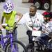 Ann Arbor Fire Chief Chuck Hubbard talks with Miyami, 7, (left) and Makell Thomas, 4, as the Ann Arbor Fire Department hosted its annual Bikes for Tykes event Tuesday December 13, 2011. The AAFD and Two Wheel Tango, a local bike shop, team up to provide bikes and helmets for children ages 4 to 10 who need assistance during the holiday season. Jeff Sainlar I AnnArbor.com