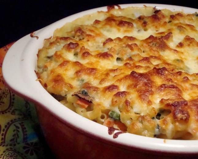 Creamy noodle kugel with three cheeses provides comfort on a cold ...