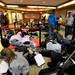 People sleep on the floor outside of the Michigan Union Ticket Office, inside of the Michigan Union while waiting to get tickets to see President Barack Obama speak on Friday. Angela J. Cesere | AnnArbor.com

