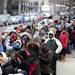 People wait in line down Maynard St. behind the Kelsey Museum for tickets to see President Barack Obama speak on Friday. Angela J. Cesere | AnnArbor.com
