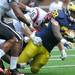 SDSU linebacker Nick Tenhaeff takes down sophomore running back Fitzgerald Toussaint near the goal line during the football game at Michigan Stadium on Sept. 24, 2011. Angela J. Cesere | AnnArbor.com