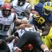Michigan sophomore running back Fitzgerald Toussaint pushes towards the goal line during the football game against San Diego State at Michigan Stadium on Sept. 24, 2011. Angela J. Cesere | AnnArbor.com
