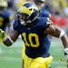 Michigan sophomore wide receiver Jeremy Gallon runs down the field during the football game at Michigan Stadium on Sept. 24, 2011. Angela J. Cesere | AnnArbor.com