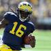 Michigan junior quarterback Denard Robinson runs down the field during the football game against Eastern Michigan at Michigan Stadium on Saturday. Angela J. Cesere | AnnArbor.com