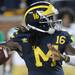 Junior quarterback Denard Robinson looks for a pass during the football game against Notre Dame on Sept. 10, 2011. Angela J. Cesere | AnnArbor.com