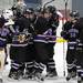 The Pioneer hockey team celebrates its 5 - 4 victory over Saline at the end of the game. Angela J. Cesere | AnnArbor.com
