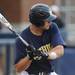 Michigan sophomore Brett Winger braces himself before getting hit by a pitch. Angela J. Cesere | AnnArbor.com