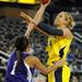 Michigan center Rachel Sheffer takes a shot above Northwestern guard Morgan Jones. Angela J. Cesere | AnnArbor.com
