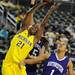 Northwestern guard Morgan Jones, right, and forward Alex Cohen try to block a shot by Michigan forward Nya Jordan. Angela J. Cesere | AnnArbor.com
