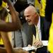 Michigan head coach Kevin Borseth talks to his team during a time-out. Angela J. Cesere | AnnArbor.com
