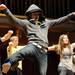 Michigan Marching Band drum major Jeffrey McMahon dances with fellow band members during a skit about Justin Bieber trying to fit in at Michigan, played by McMahon, who resembles the pop star. Angela J. Cesere | AnnArbor.com