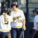  Michigan pitcher Sara Driesenga, center, congratulates outfielder Bree Evans after she makes it home. Angela J. Cesere | AnnArbor.com
