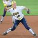  Michigan third baseman Stephanie Kirkpatrick fields the ball. Angela J. Cesere | AnnArbor.com
