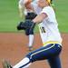 Michigan freshman Sara Driesenga pitches the ball.  Angela J. Cesere | AnnArbor.com
