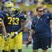 University of Michigan head football coach Brady Hoke stands on the field during the Michigan football spring game. Angela J. Cesere | AnnArbor.com
