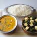 Clockwise from right: palak paneer and mutter paneer with white basmati rice at Taste of India Suvai. Angela J. Cesere | AnnArbor.com