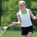 Huron's Hanna Ljungman swings at the ball in the 2 doubles match against Saline at a tournament at Pioneer High School on Wednesday afternoon. Angela J. Cesere | AnnArbor.com