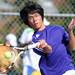 Pioneer's Dong-Yoon Choi competes in the 1st doubles semi-finals against Saline during tennis regionals at Pioneer High School on Oct. 7, 2011. Angela J. Cesere | AnnArbor.com