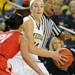Ohio State guard Samantha Prahalis, left, tries to block a pass by Michigan guard Nicole Elmblad. Angela J. Cesere | AnnArbor.com