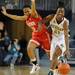Michigan forward Nya Jordan, right, dribbles past Ohio State guard Maleeka Kynard. Angela J. Cesere | AnnArbor.com