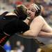 Dexter's Shawn Chamberlain, right, tries to gain the advantage of Escanaba's Dalton Perron-Spear during the 285 lb weight class quarter final match at the Palace of Auburn Hills during the MHSAA individual wrestling finals. Angela J. Cesere | AnnArbor.com
