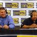 Michigan football head coach Brady Hoke, left, talks with WTKA host Sam Webb on the radio at the M-Den during the WTKA Mott Takeover fundraising event.  Angela J. Cesere | AnnArbor.com